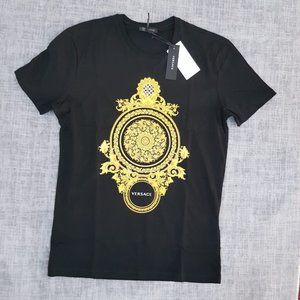 Versace Men Logo Print Black Tee